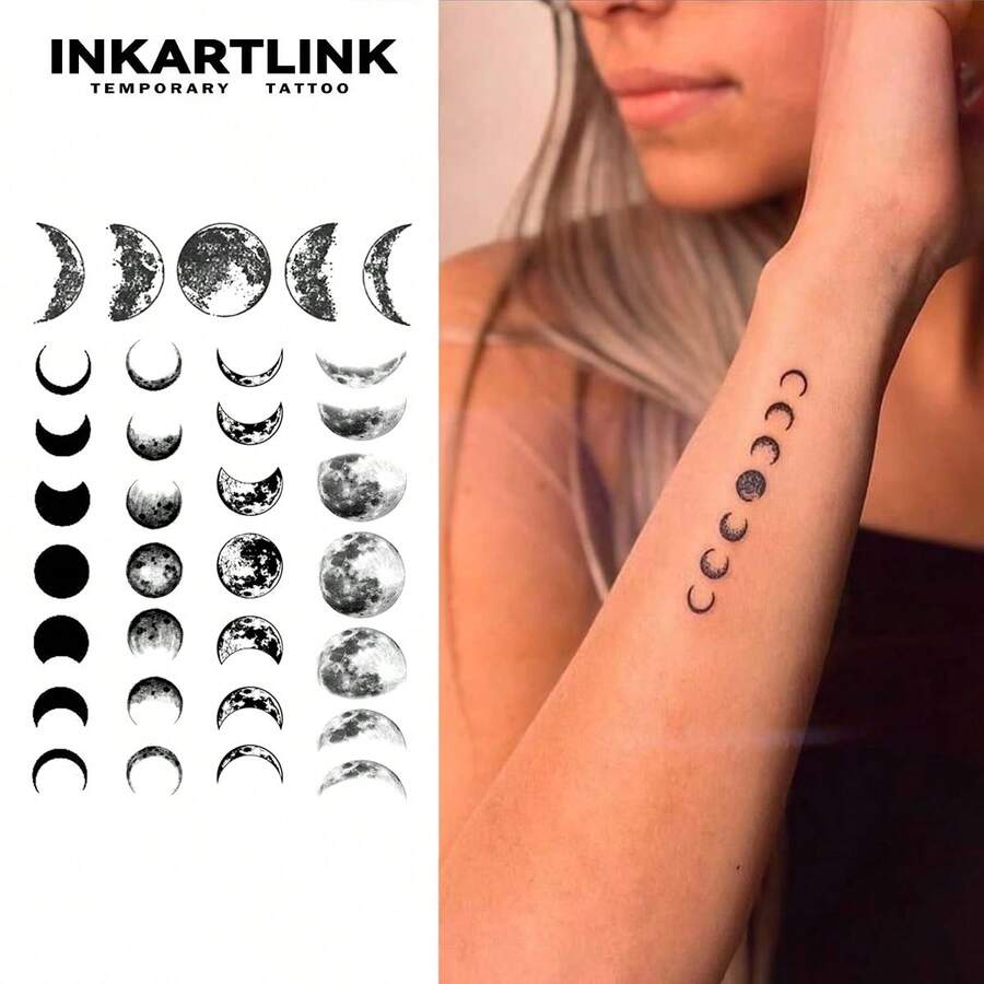 INKARTLINK, Temporary Tattoos, Variety Of Sun Tattoo Stickers, Waterproof & Long-Lasting 1-2 Weeks, Minimalist Totem Designs