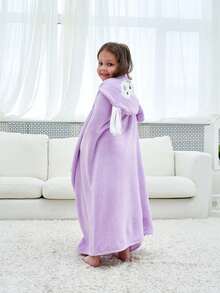 1 件儿童连帽浴巾、浴巾、儿童浴袍、可穿戴毛巾、珊瑚绒柔软吸水儿童防掉毛毛巾儿童连帽卡通长耳猴婴儿毛巾带帽 70 厘米 X 140 厘米斗篷、游泳毛巾、游泳浴巾浴室装饰、返校