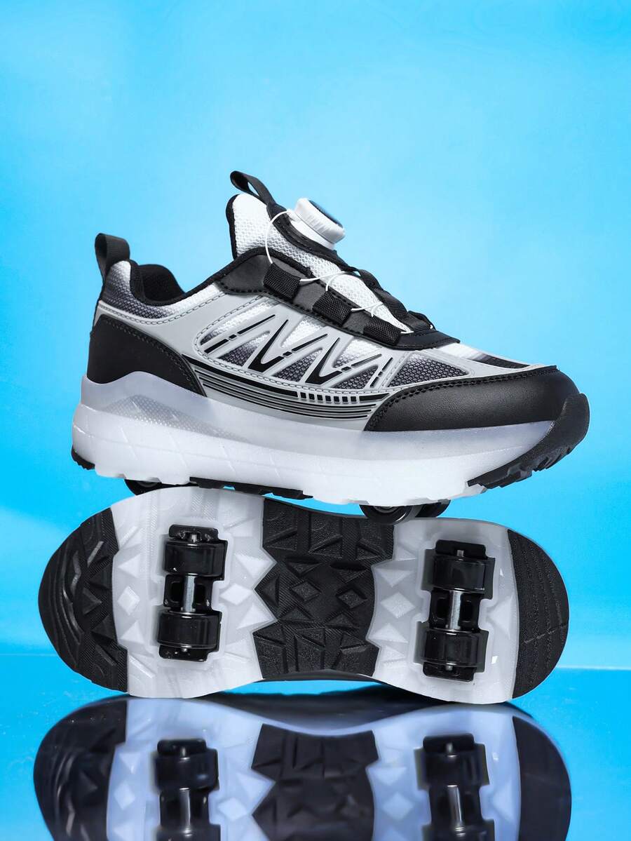 升级版 4 轮可拆卸直排轮滑鞋/滑板鞋，适合青少年四季穿着，稳定性增强，适合日常休闲穿着和运动