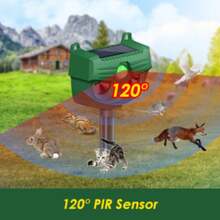 1 Pc Outdoor Solar Ultrasonic Animal Repeller - Multi-Animal Deterrent Targeting Squirrels, Raccoons, Skunks, Foxes & Deer For Garden & Yard - Green - View 3
