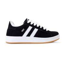 Women's Men's Unisex Casual Suede Skate Low Top Traditional Sneakers Original Gym Walking Shoes - 黑與白 - 查看 4