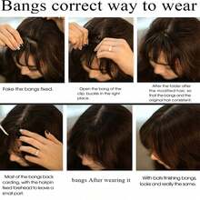 Clip In Bangs Synthetic Hair Wispy Bangs Hair Clip Fake Bang Fringe With Temples Hairpieces For Women Daily Wear - Multicolor - View 7