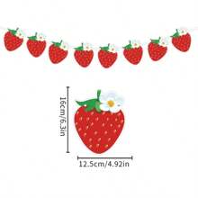 Strawberry Theme Summer Fruit Birthday Party Decoration Set Swirl Hanging Tags Cake Toppers Flag Banner Perfect For Celebrations And Festive Events Ideal Birthday Party Decoration Set
