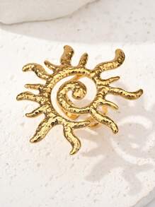 1/3/6 Stück modische, goldplattierte Edelstahl Spiral-Herz & Lächelndes Gesicht verstellbare Ringe, geeignet für Frauen Sommer Strandparty Urlaub Alltag, Geschenke für Paare oder Freunde