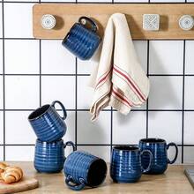 12 Ounce Coffee Cups Set With Handle, Ceramic Tea Mugs For Kitchen, Blue Latte Mugs For Coffee,Cocoa, Tea, Stylish Mug Gift, Dishwasher And Microwave Safe - Navy-10 OZ - View 3