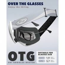 Ski Goggles OTG For Women Men Adult YouthOver Glasses Snow GogglesInterchangeable LensAnti Fog Snowboard Goggles - A8-whiteFrameRevoGoldLensVlt18% - View 3