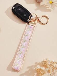 1个锌合金钥匙扣，钥匙链，包包挂饰，钥匙扣配件，腕带钥匙扣，印花织带钥匙扣，女士汽车钥匙扣，女士包包挂饰钥匙扣，通用钥匙扣，女士时尚钥匙扣（由于拍摄角度和光线不同，可能存在轻微色差，请以实物为准。） - 淺粉色 - 查看 7