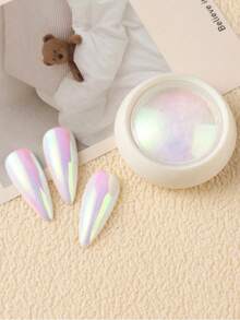 1pc Chrome Neon Nail Powder Y2K Holographic Metallic Mirror Glitter Pigment Holographic Aurora Rubbing Dust DIY Nail Charms Gel Polish Manicure Decorations - Multicolor - View 3