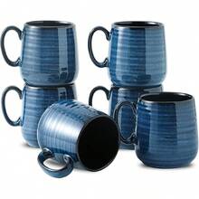 12 Ounce Coffee Cups Set With Handle, Ceramic Tea Mugs For Kitchen, Blue Latte Mugs For Coffee,Cocoa, Tea, Stylish Mug Gift, Dishwasher And Microwave Safe - Navy-10 OZ - View 1