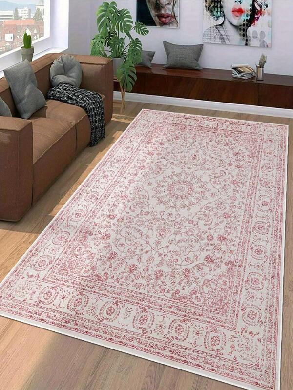 1pc Pink Bohemian Carpet, Home Decor Rug, Soft & Comfortable, Stylish , Washable Carpet, Rug, Mat, Living Room Decor Carpet, Bedroom Decor Carpet, Bathroom Decor Carpet, Study Room Decor Carpet, Wardrobe Decor Carpet