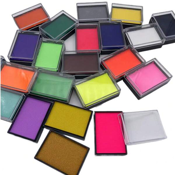 1 pièce Palette de couleurs de maquillage de visage hydrosoluble en boîte séparée, facile à appliquer et à nettoyer, convient pour le cosplay, les représentations sur scène, le maquillage de fête de festival, la rentrée scolaire, les fournitures scolaires