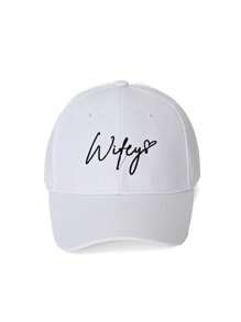1 Pc Outdoor Wifey Letter Print Adjustable Baseball Cap, Casual Sun Protection Hat For Spring/Autumn Travel, Beach Holiday, Suitable For Young Men, Y2K Style