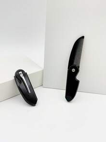 1 chiếc lược chải râu mini gấp gọn, màu đen, lược bỏ túi nhỏ gọn dành cho nam và nữ, tiện lợi khi đi du lịch. - màu đen - Xem 6