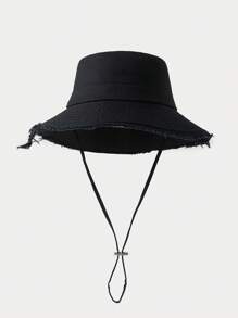 1pc Men's New Summer Outdoor Fashionable Wide Brim Bucket Hat With Rope, Casual Sun-Shading Hat For Daily Wear Men's Sun Hat Summer Hat, Suitable For Summer Outdoor Activities Such As Hiking And Fishing