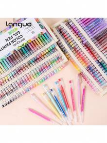 Languo 162 Color Neutral Pen Premium Set, Student Drawing Special Drawing Coloring Painting Gel-Pen 0.6mm Signature Pen, Color Markers To Make Notes High Capacity Handbook Pen Diy Stackable Color Drawing Ins Style Anime Cartoon Coloring Hand Drawing Pen