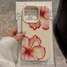 1 pieza Funda de teléfono con textura de lichi, diseño floral simple mate, diseño de orquídea linda, compatible con iPhone 16 ProMax, 15/14 Plus, 13, 12, 11, resistente al agua, a los golpes y a los arañazos