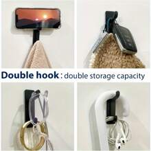 5pcs Heavy Duty Adhesive Wall Hooks - No Drill Sticky Hangers For Bathroom, Kitchen, RV - Modern Black Finish, Holds Coats, Towels, Umbrellas, Bathroom Hooks, Utility Hooks