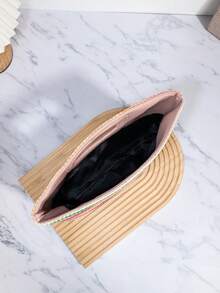 彩色编织包，假日草编包，旅行包，时尚便携收纳包，沙滩包，草编手提包，迷你草编手提包，草编手拿包，草编晚宴包，夏季必备单品，百搭之选，完美适用于女性、女孩、学生、旅行、度假、海滩、节日、派对、礼品 - 彩色 - 查看 5