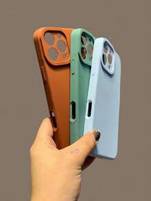 Case Cover Silicone Velvety Rubber With Closed Camera Square High Relief For Cell Phone 16 Pro Max Brown, Green, Orange, Red, Assorted Colors - 軍綠色 - 查看 3