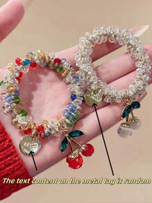 2 piezas Scrunchies de cristal de cereza elegantes para mujer, adecuados para uso diario, hogar, escuela, playa, trabajo, fiesta, vacaciones, cumpleaños, regreso a la escuela, Año Nuevo, Día de la Madre, boda, festival de música, graduación, sujetadores de cola de caballo, elásticos para el cabello, cosas de la escuela, bolas de pelo, regalos