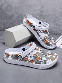 1 Pair Men's Original Summer Cool Sports Style Slippers Beach Casual Outdoor Anti-Skid Thick Platform Sports Eva Men's Beach Flip Flops Sandals(Asymmetrical Print)