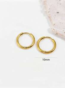 Set de 8 aros de aro grueso de acero inoxidable para mujer y hombre, chapados en oro de 18 quilates, para cartílago de la oreja