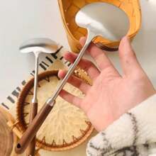 1 pieza Espátula de hongo de madera de nogal, apta para la cocina y el campamento al aire libre, se usa para cocinar alimentos y artículos esenciales del hogar, espátula pequeña para utensilios de cocina del hogar, Cucharón de wok antiadherente de acero inoxidable 304, diseño resistente al calor y antideslizante, apariencia estilizada