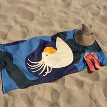 1pc Large-Sized Beach Towel, Beach Towels, Parrot Pattern Design, Ultra-Fine Fiber, Soft, Absorbent, Essential For Vacation, Travel, Tourism, Swimming, Swimming Pool, Camping
