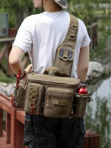 1 件男士多功能户外钓鱼装备包，耐用牛津尼龙鱼竿包，便携式渔具收纳包，带多个挂点和隔层，完美的钓鱼爱好者礼物