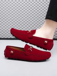 【金属装饰乐福鞋】男士金属装饰乐福鞋，舒适防滑，一脚蹬设计，男鞋，春夏款 - 紅色 - 查看 4