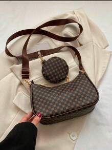Bolso tipo hobo de impresión geométrica, liviano y de estilo casual empresarial, con cremallera y monedero, perfecto para adolescentes, mujeres, estudiantes universitarias, principiantes y trabajadores de cuello blanco, ideal para oficina, universidad, trabajo, negocios, viajes, actividades al aire libre y salidas. Bolso de mujer con monedero.