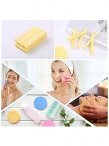 12pcs/Pack Compressed Face Washing Sponges, Expand With Water, Reusable Facial Cleansing Pads, Makeup Remover Sponges, Compact & Portable