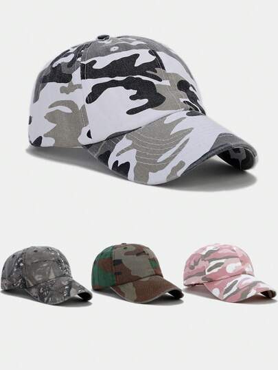 1 pieza Gorra de béisbol de camuflaje con lavado vintage, versátil y de moda unisex