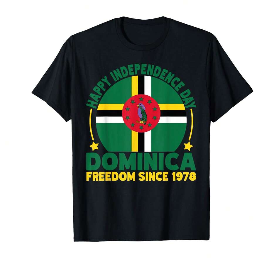 Camiseta del Día de la Independencia de Dominica, Libertad desde 1978 - Negro - Ver 1