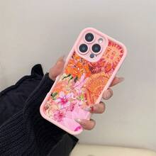 The Pink Case Para Phone With Sun And Flower Patterns, Suitable For Phone 16/15/14/13/12/11, Is An Ideal Choice For Family/Friends/Lovers
