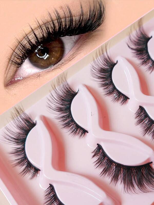 1 Box (5 Pairs) European & American Style Cat Eye Faux Mink 3D Thick & Full Strip Lashes, Dramatic Flared Long Eyelashes For Stage, Performance