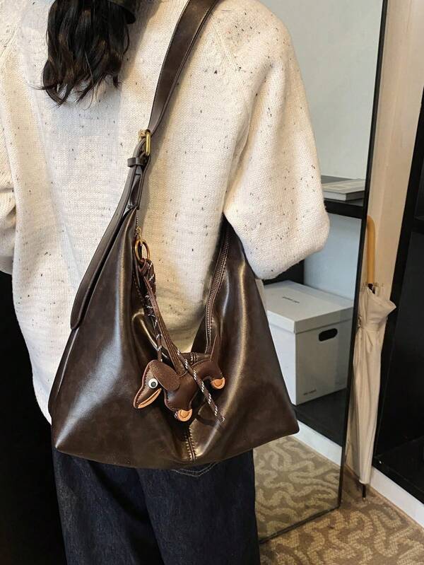 Casual Retro Minimalist Crescent Moon Shoulder Bag, Versatile