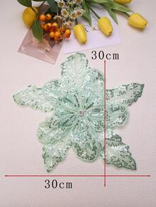 30 厘米 X 30 厘米 3 层厚装饰花卉补丁，带刺绣水晶珠和水钻，DIY 服装配饰，多色 - 多色 - 查看 16