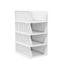 4 Pack Stackable Folding Wardrobe Organiser Shelf Rack Closet Storage Box Drawer - White - View 13