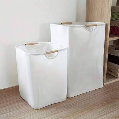 1pc Foldable Storage Basket, Dirty Clothes Hamper With Wooden Handle, Large Capacity Laundry Basket, Minimalist Design, Suitable For Storing Toys, Shoes, Boots, Skirts, Etc. Laundry Basket, Bathroom Storage Basket, Storage Basket.