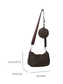 Bolso tipo hobo de impresión geométrica, liviano y de estilo casual empresarial, con cremallera y monedero, perfecto para adolescentes, mujeres, estudiantes universitarias, principiantes y trabajadores de cuello blanco, ideal para oficina, universidad, trabajo, negocios, viajes, actividades al aire libre y salidas. Bolso de mujer con monedero.