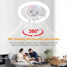 50W Ventiladores de Techo con Luces y Fragancia, RGB,Ventilador de Rotación de 360°, 3200K-6500K Luminosidad Regulable y Múltiples Modos de Colores RGB, 3 Velocidad de Viento y Función de Apagado Temporizado - Blanco - Ver 2