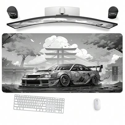 1pc Extended Cool Sports Car Desktop Pad - Durable, Non-Slip Rubber Mount Mouse Pad With High-Definition Green Iris Design, Ideal For Gaming & Office Computers, Laptops - Great Gift For Gamers, Mouse Pads For Desk