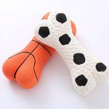 1 Pc, Latex Material, Basketball And Football Bone Toys, Outdoor Chewing And Sound Relief Dogs And Cats Pet Toys