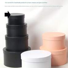 4-Piece Solid Color Round Gift Box Set, Simple Style Stackable Design, Suitable For A Variety Of Occasions Round Gift Boxes Mother's Day Graduation Father's Day Valentine's Day Teacher's Day Christmas Gift Packaging Box - Black - View 7