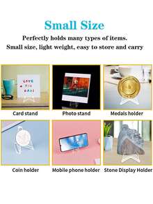 10 giá trưng bày Acrylic - Giá đỡ giá vẽ mini trang trí cho đồ sưu tầm, thẻ giao dịch và tiền xu | Hộp đựng pha lê trong suốt - Trong sáng - Xem 11