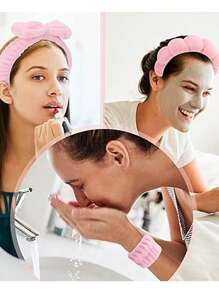 4pcs Luxury Microfiber Spa Headband And Wristband Set, Face Washing Headband, Makeup Headband, Skin Care Headband, Velvet Fluffy Sponge Headband, Soft Absorbent Terry Cloth Fabric Bubble Fluffy Hairband For Skin Care, Makeup Removal, Shower, Suitable For Women And Girls