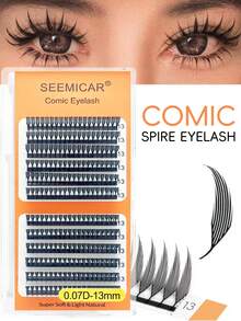 SEEMICAR 12排 C 0.07 厚度 Spire 假睫毛 Air 系列预制羽毛轻睫毛延长假睫毛