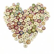 50/100 piezas Vintage Botones de madera con diseño de crisantemo - Colores surtidos para manualidades DIY, costura y proyectos de pintura floral, perfectos para ropa y accesorios