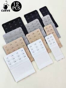 12pcs Bra Strap Extenders With Elastic, 2/3/4 Hooks, Adjustable And Comfortable Bra Extension - Multicolor - View 2